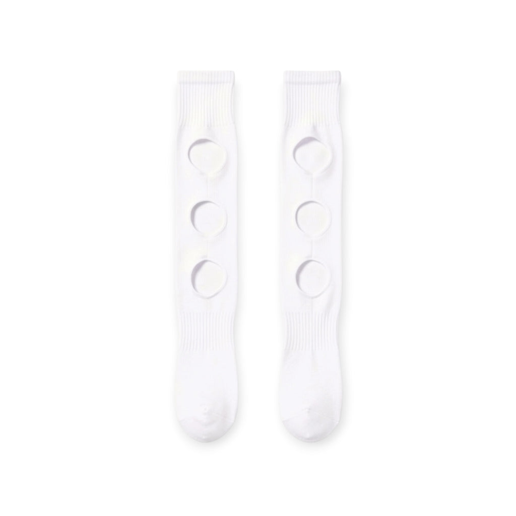 Chaussettes football PLAS blanc vue arrière — compression intelligente