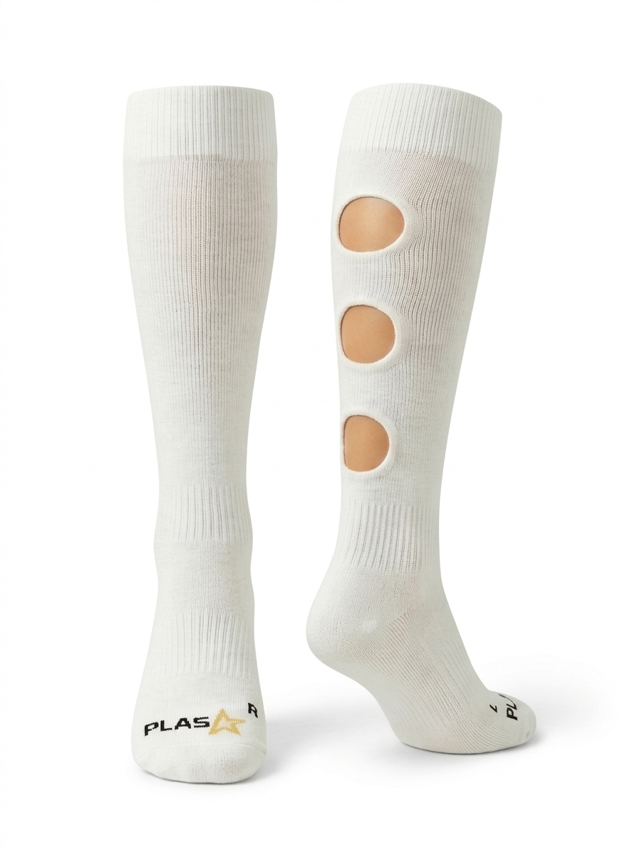 Chaussettes de football blanc Play Like A Star — perforations stratégiques mollet